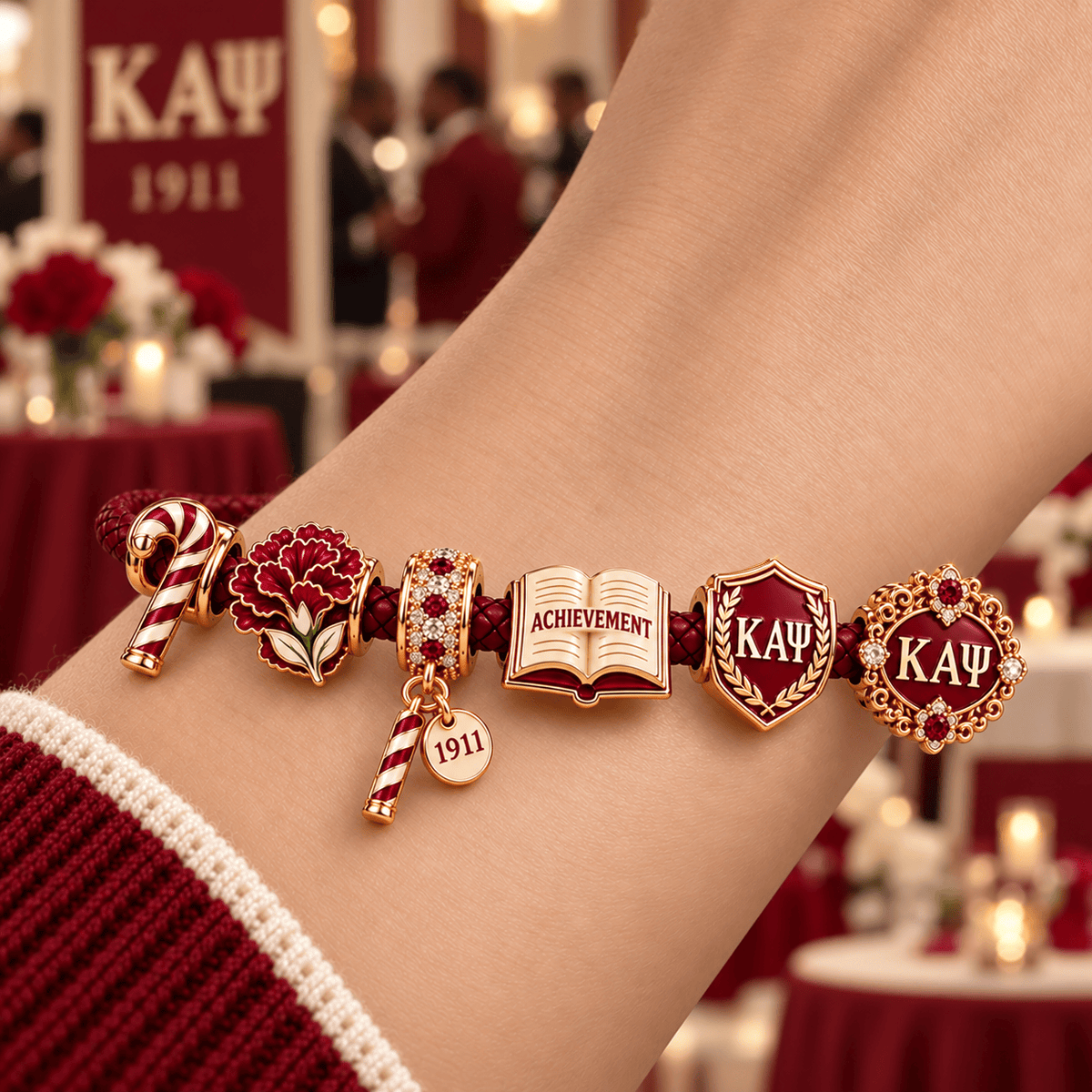 KPAP Braided Leather Charm Bracelet Set NHVH